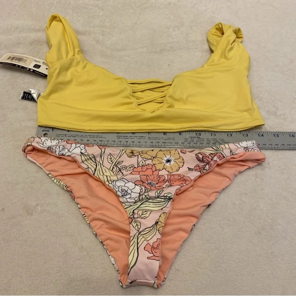 Dippin' Daisy's Yellow Crisscross Bikini with Floral Bottom